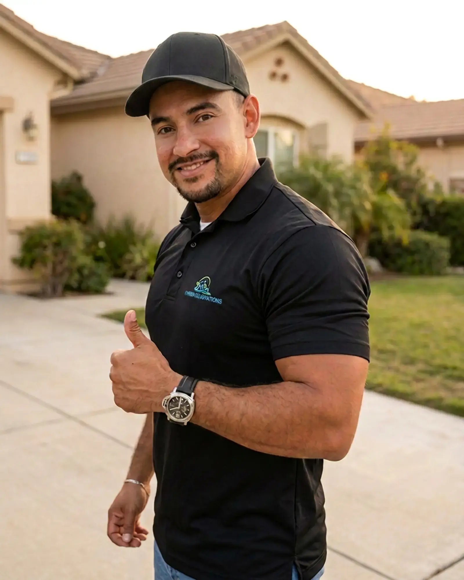 Adán Rodriguez, home renovation consultant at Hybrid Renovations, outside a single-family home in LA and Orange County