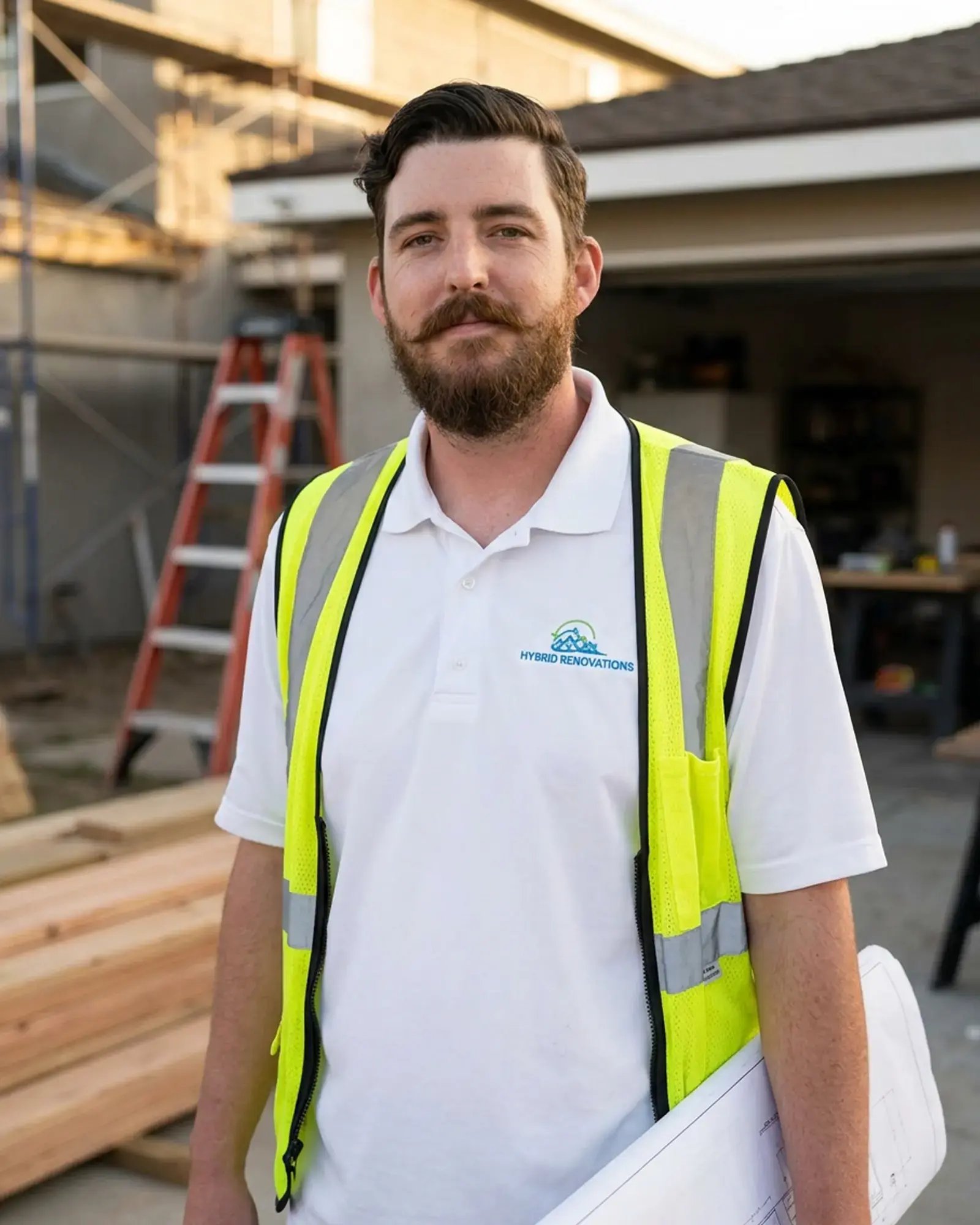 Alex Weis, home project manager at Hybrid Renovations, outside a single-family home in LA and Orange County