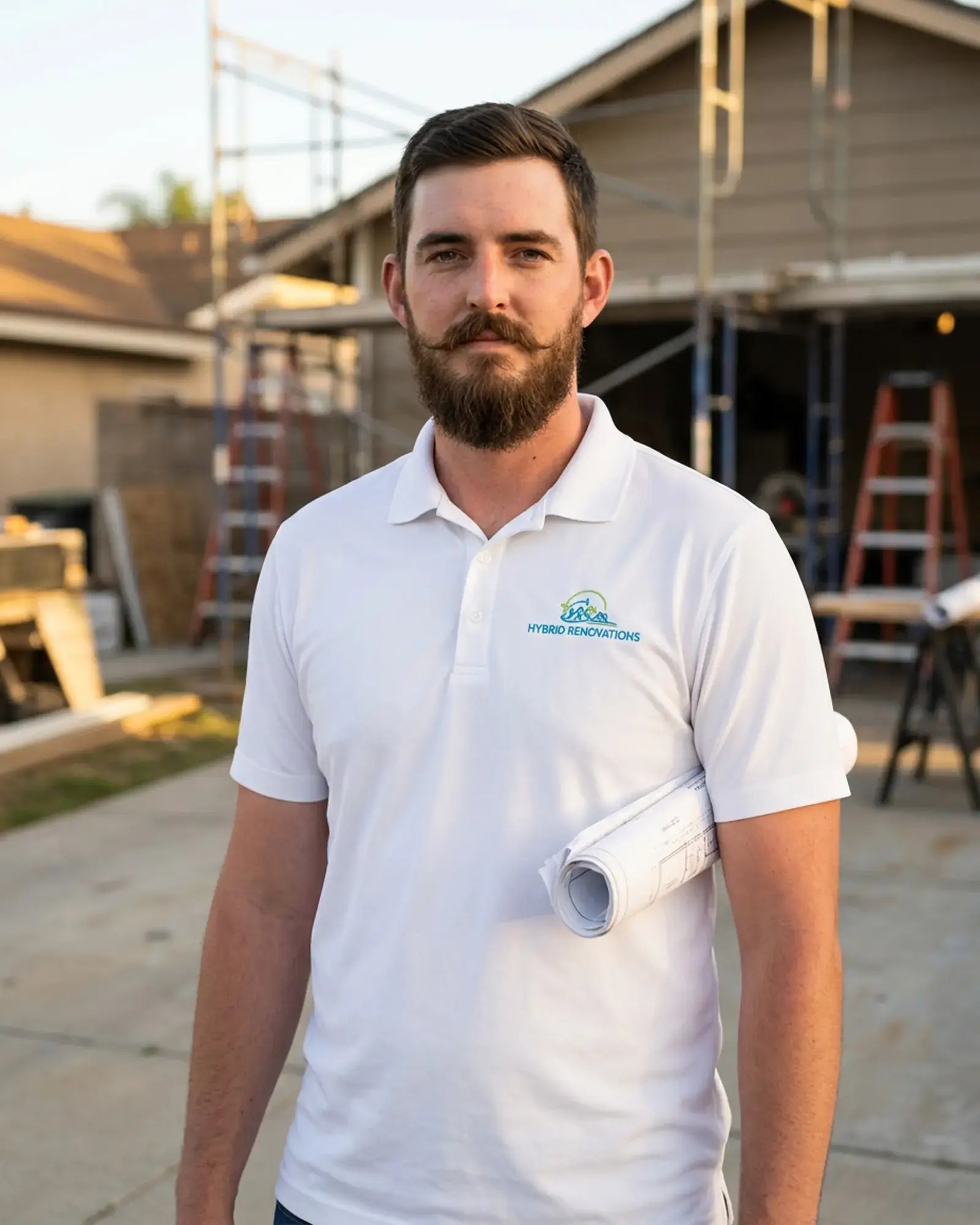 Alex Weis, home project manager at Hybrid Renovations, outside a single-family home in LA and Orange County