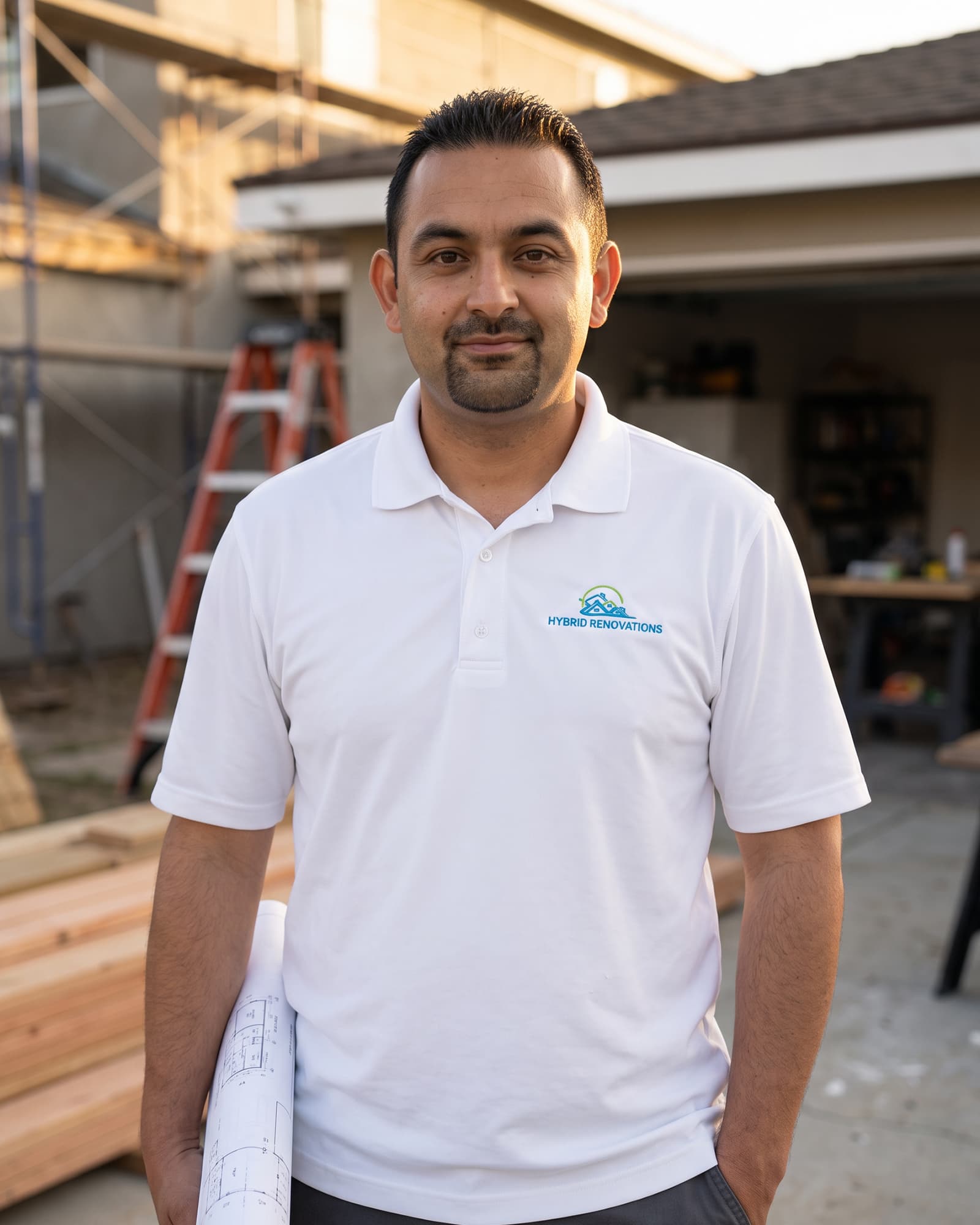 Angel Valle, home project manager at Hybrid Renovations, outside a single-family home in LA and Orange County