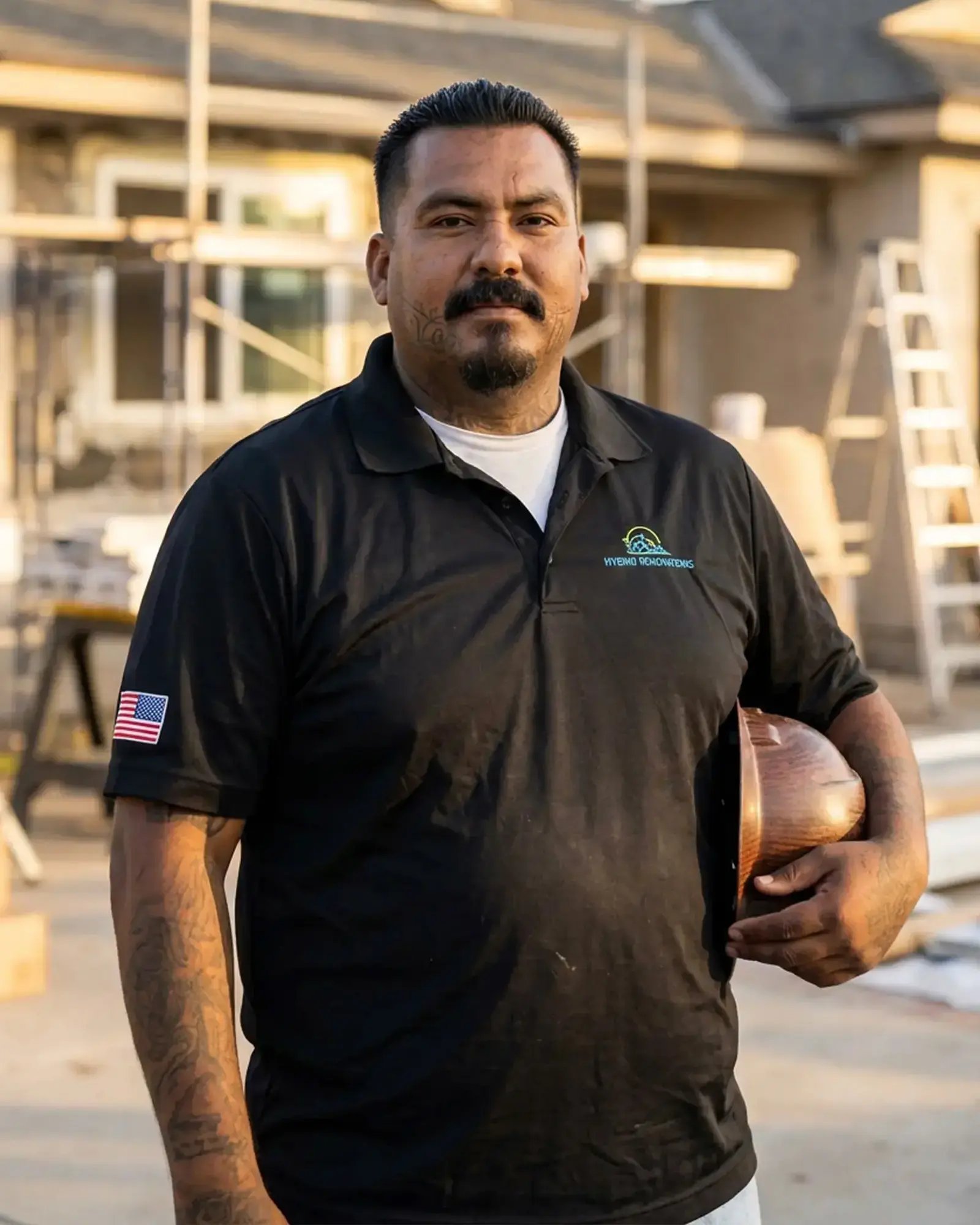 Leonardo Figueroa, home project manager at Hybrid Renovations, outside a single-family home in LA and Orange County