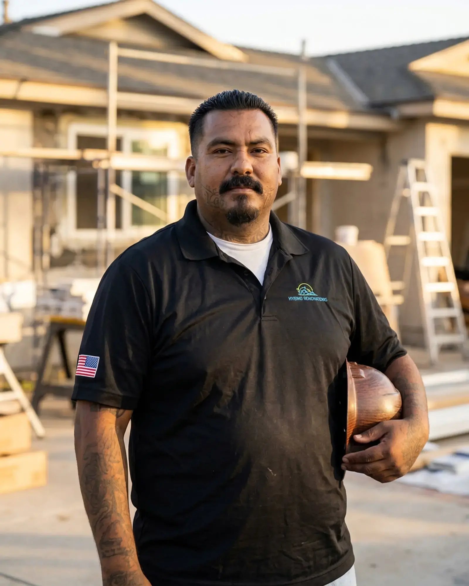 Leonardo Figueroa, home project manager at Hybrid Renovations, outside a single-family home in LA and Orange County