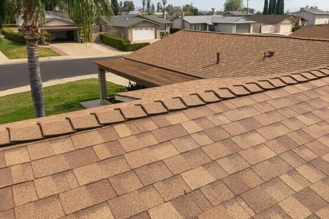 Brown asphalt shingle roof in Los Angeles county.