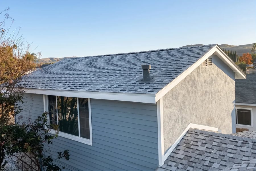 Sierra Gray architectural shingle roof in daylight on a completed Hybrid Renovations home in Orange County
