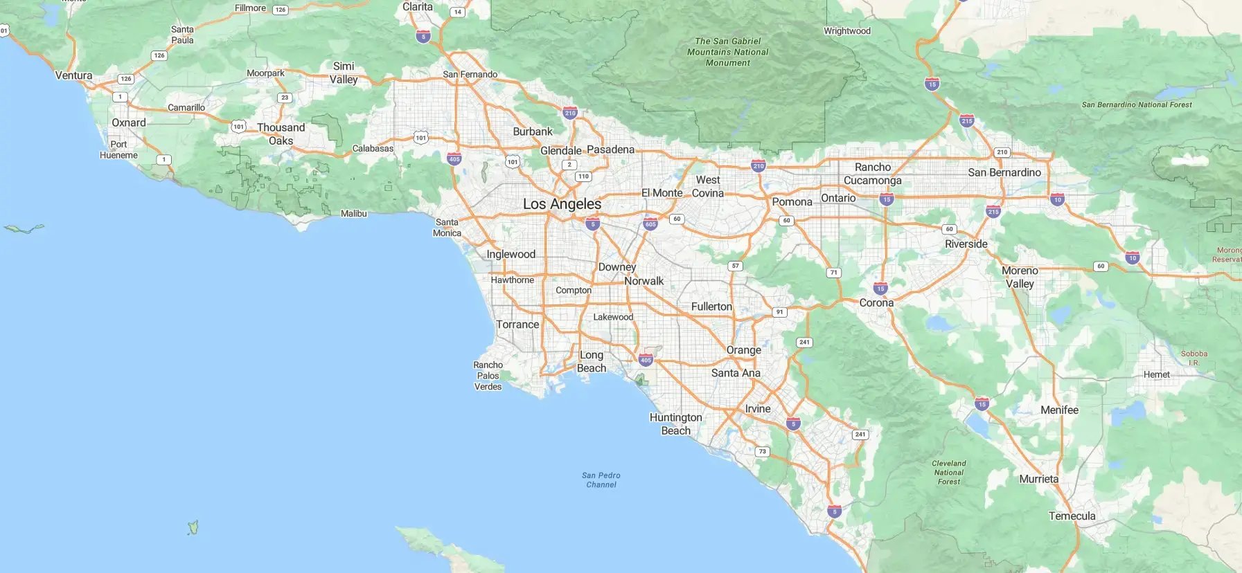 Los Angeles and Orange County map