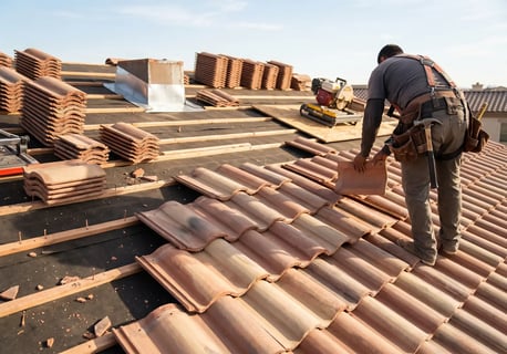 Tile roof replacement in Los Angeles county.