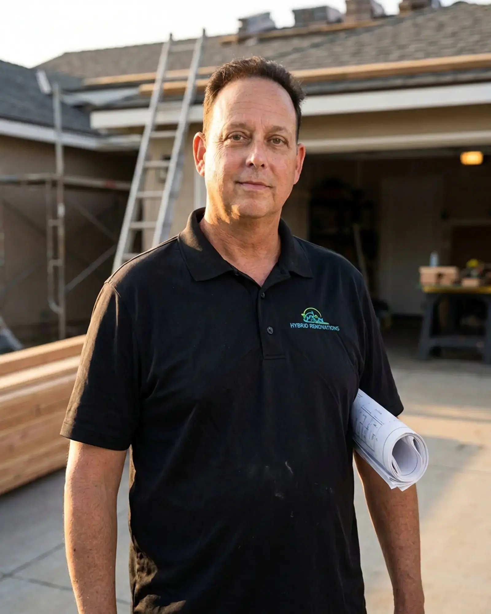 Tony Denicola, home project manager at Hybrid Renovations, outside a single-family home in LA and Orange County